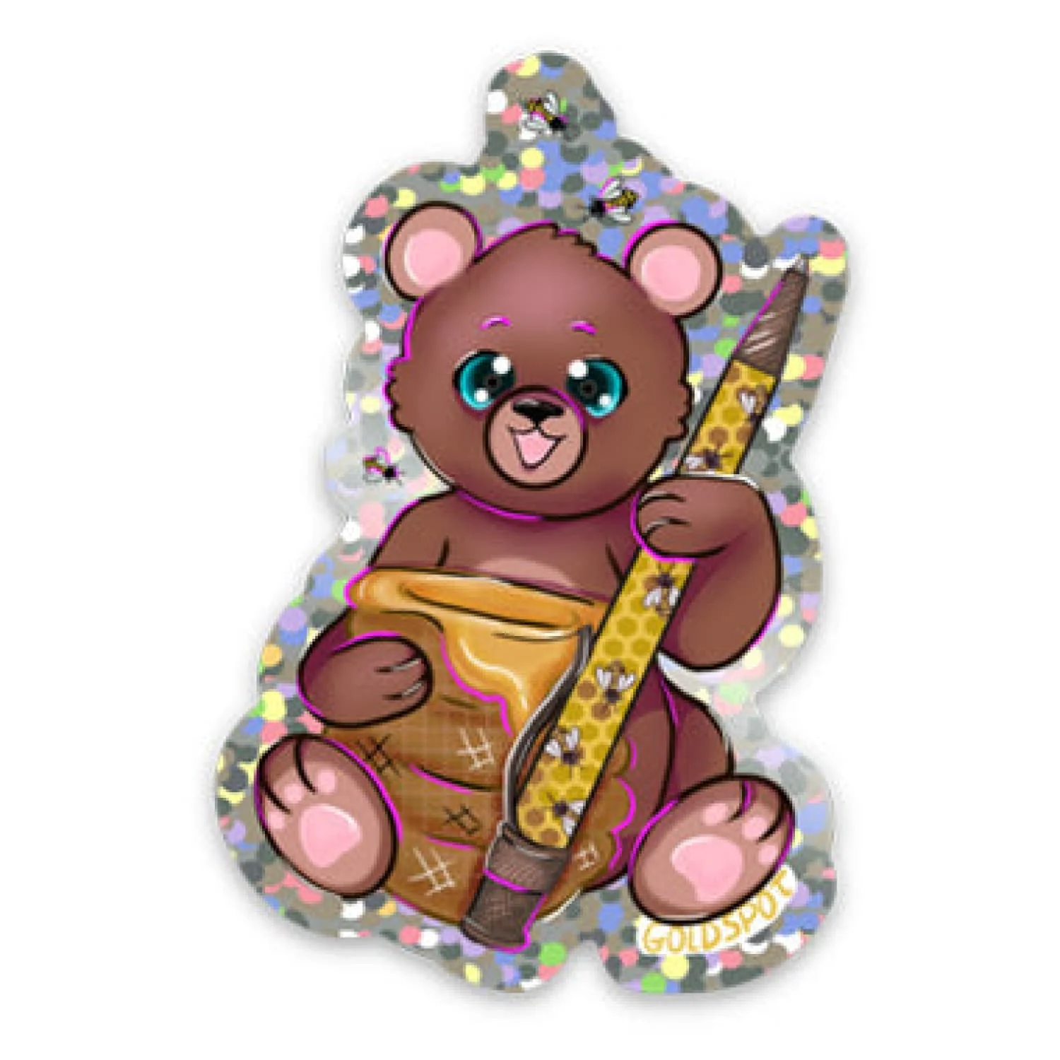 7852-buzzy-the-honey-bear-glitter-sticker-1.webp Buzzy the Honey Bear Glitter Sticker