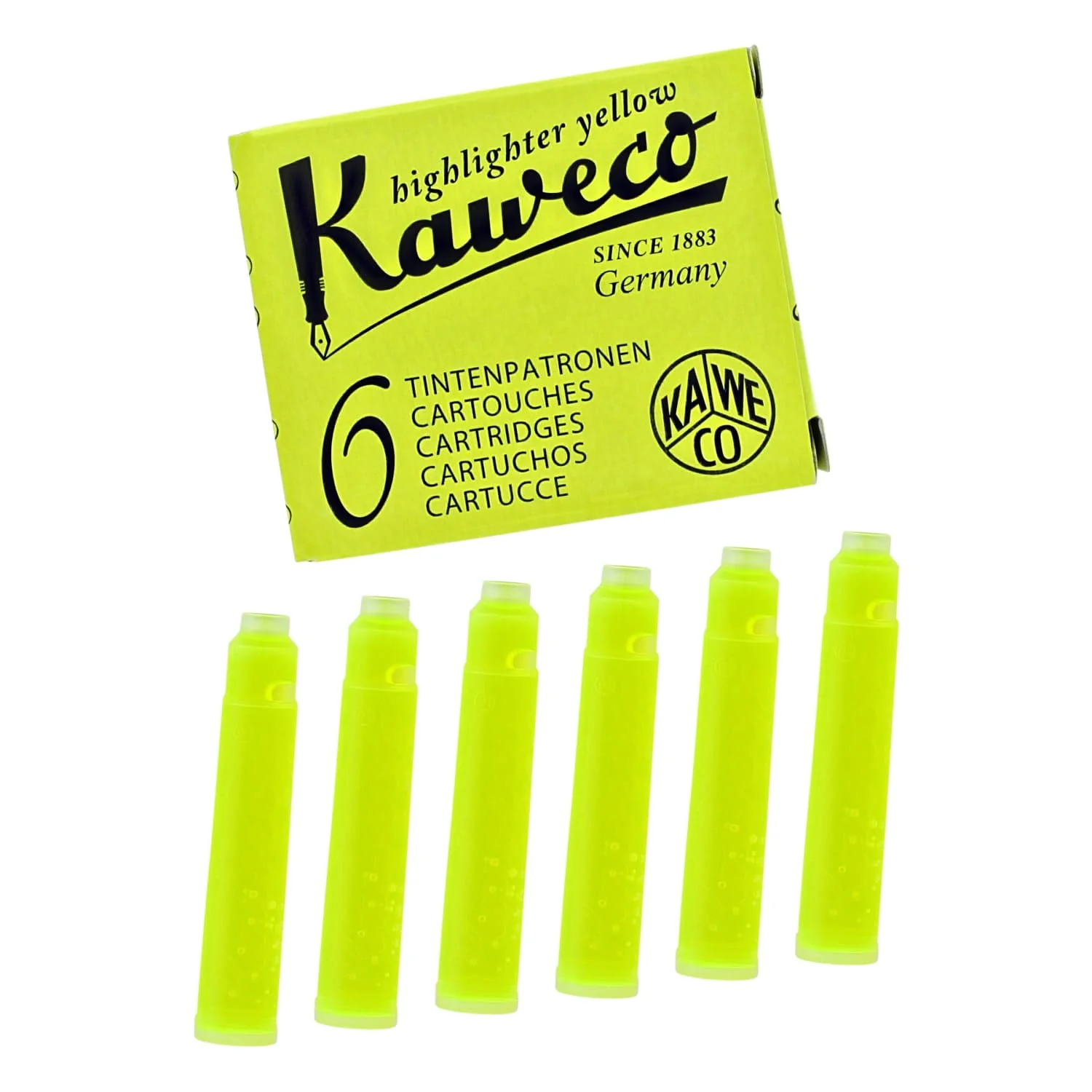 7908-kaweco-ice-ink-cartridges-short-in-glowing-yellow-pack-of-6-1.webp Kaweco Ice Ink Cartridges Short in Glowing Yellow - Pack of 6