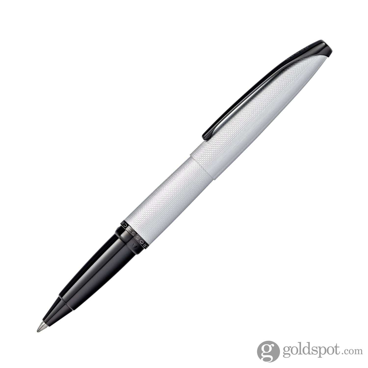 8026-cross-atx-rollerball-pen-in-brushed-chrome-with-etched-diamond-pattern-2.jpg Cross ATX Rollerball Pen in Brushed Chrome with Etched Diamond Pattern