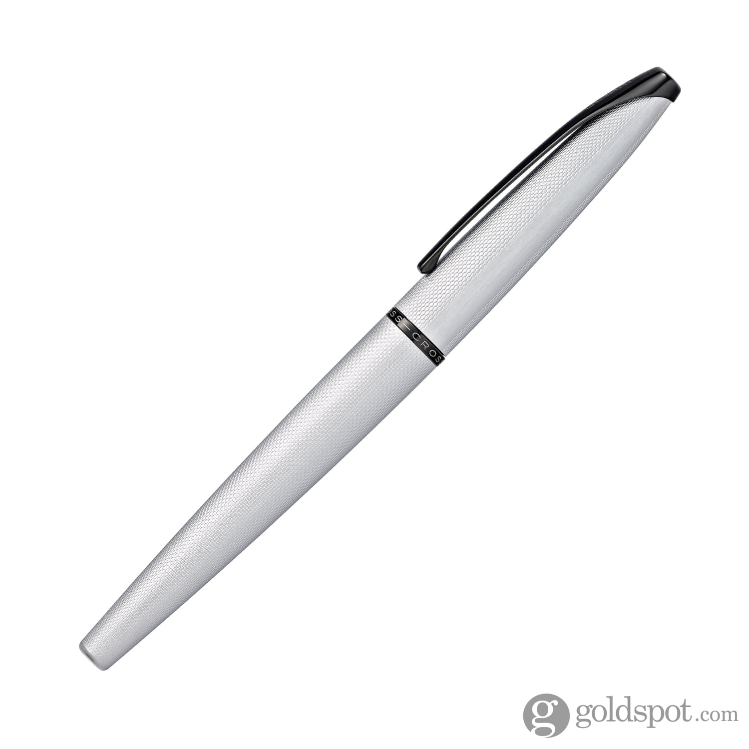8026-cross-atx-rollerball-pen-in-brushed-chrome-with-etched-diamond-pattern-4.jpg Cross ATX Rollerball Pen in Brushed Chrome with Etched Diamond Pattern