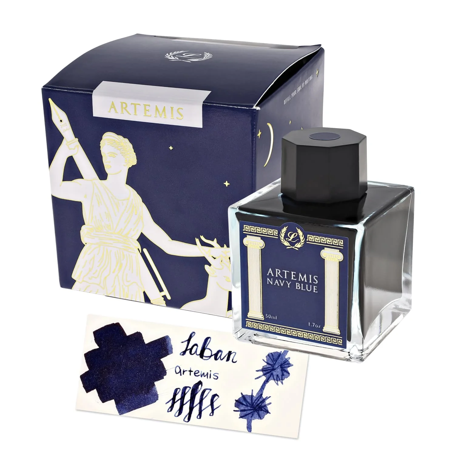 8059-laban-greek-mythology-bottled-ink-in-artemis-blue-50ml-1.webp Laban Greek Mythology Bottled Ink in Artemis Blue - 50ml