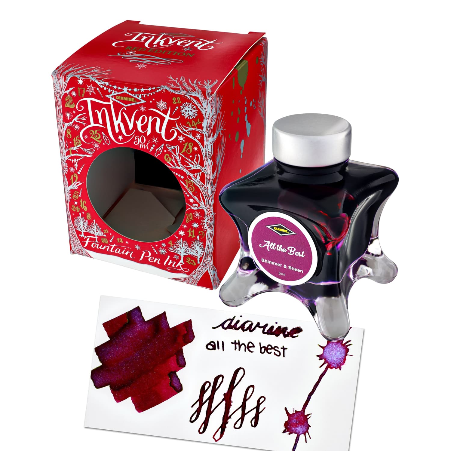 8104-diamine-inkvent-red-edition-shimmer-sheen-bottled-ink-in-all-the-best-50-ml-1.jpg Diamine Inkvent Red Edition Shimmer & Sheen Bottled Ink in All The Best - 50 mL
