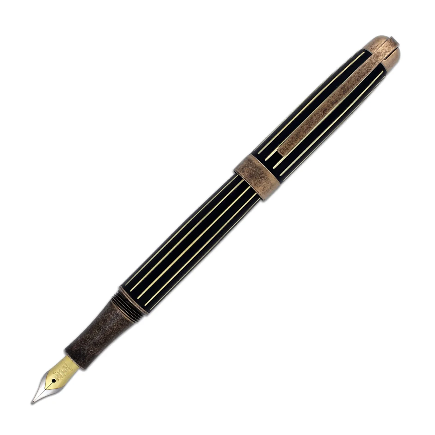 Laban Antique II Fountain Pen in Rose Gold with Lines - Medium Point