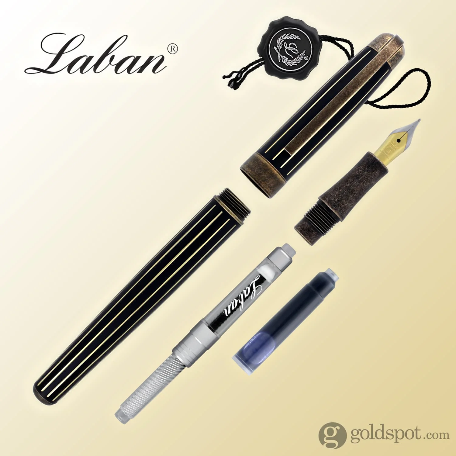 Laban Antique II Fountain Pen in Rose Gold with Lines - Medium Point