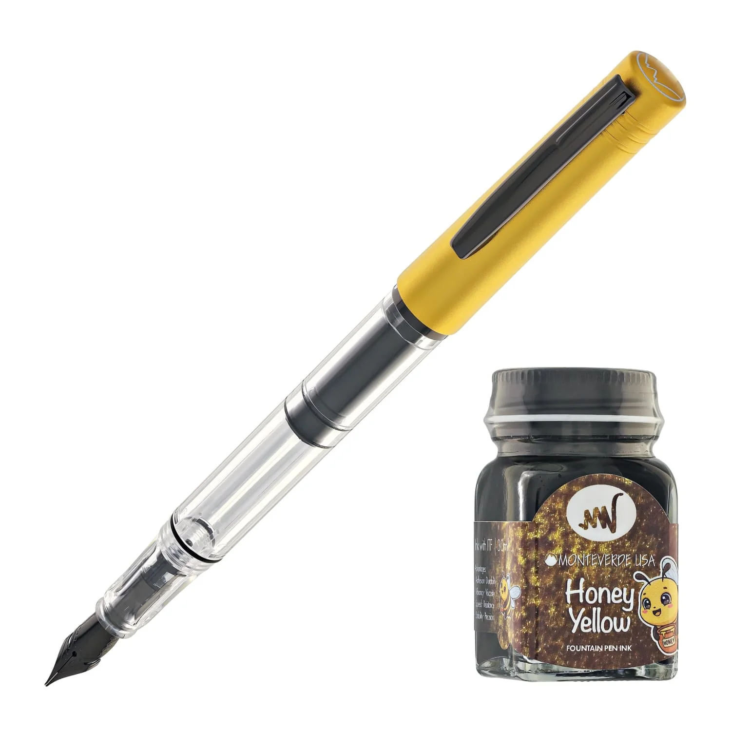 8163-monteverde-usa-mp1-fountain-pen-in-honey-yellow-with-30ml-bottled-ink-1.webp Monteverde USA MP1 Fountain Pen in Honey Yellow with 30mL Bottled Ink