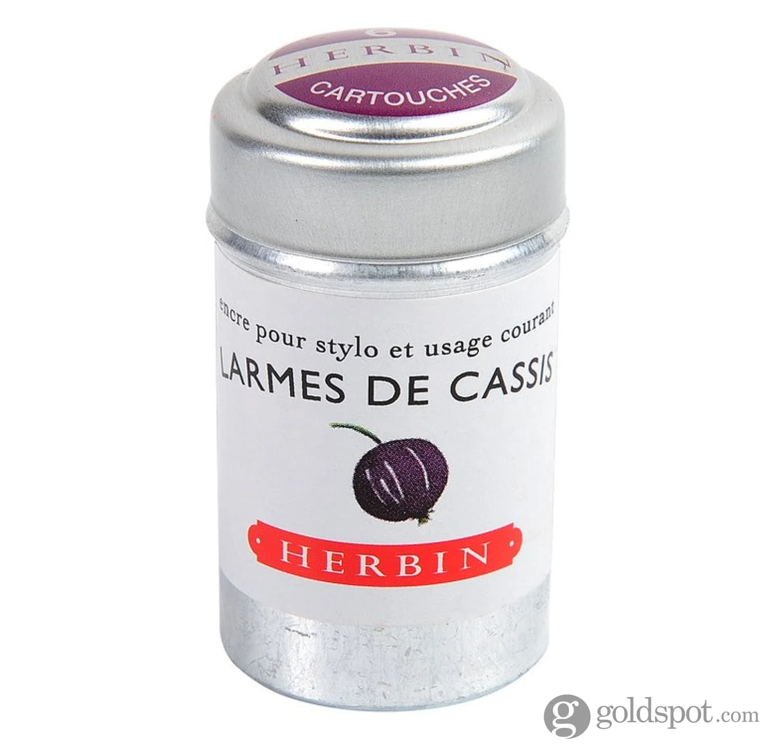 J. Herbin Larmés de Cassis (Tears of Blackcurrant) Bottled Fountain Pen Ink and Cartidges