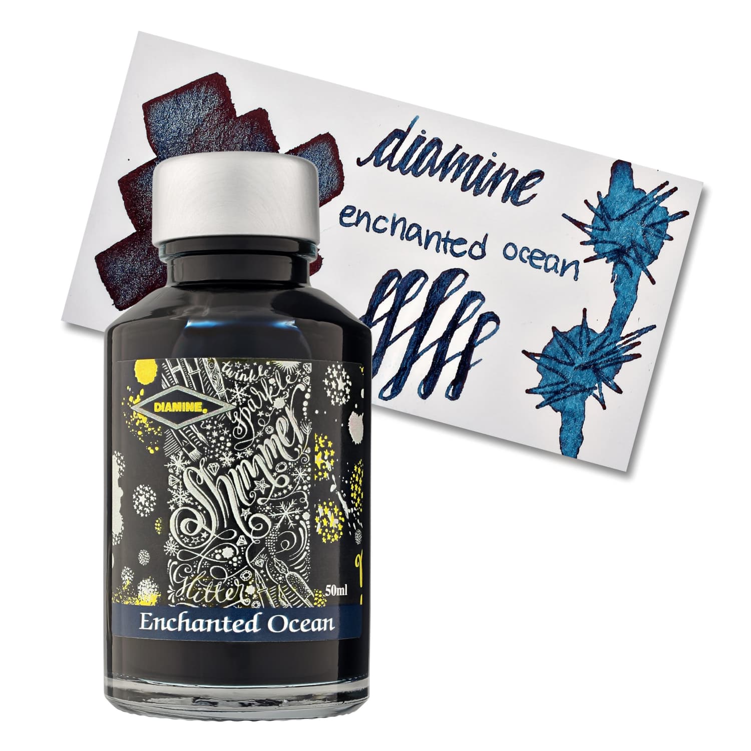 8257-diamine-shimmer-bottled-ink-in-enchanted-ocean-blue-black-50-ml-1.jpg Diamine Shimmer Bottled Ink in Enchanted Ocean (Blue Black) - 50 mL