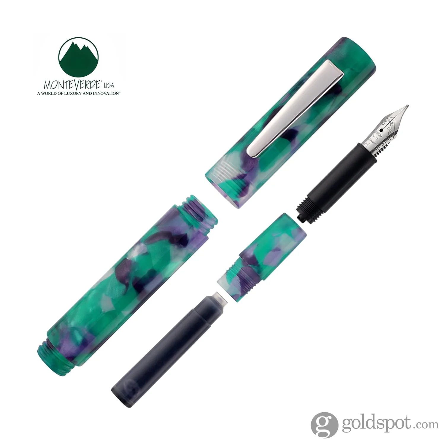 Monteverde USA MVP Fountain Pen in Green Abstracts