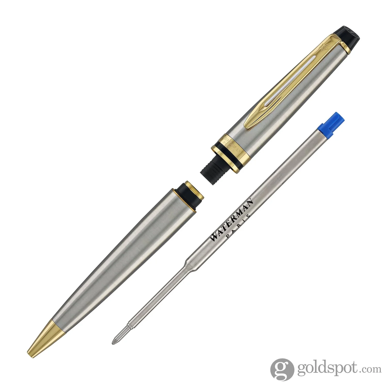 872-waterman-expert-ballpoint-pen-in-stainless-steel-with-gold-trim-5.webp Waterman Expert Ballpoint Pen in Stainless Steel with Gold Trim